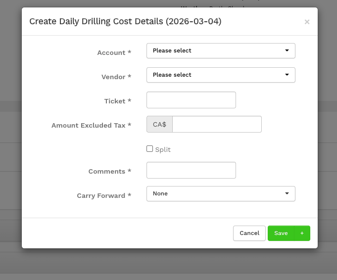 EIM integrated cost and AFE reporting interface with daily cost tracking and vendor summaries