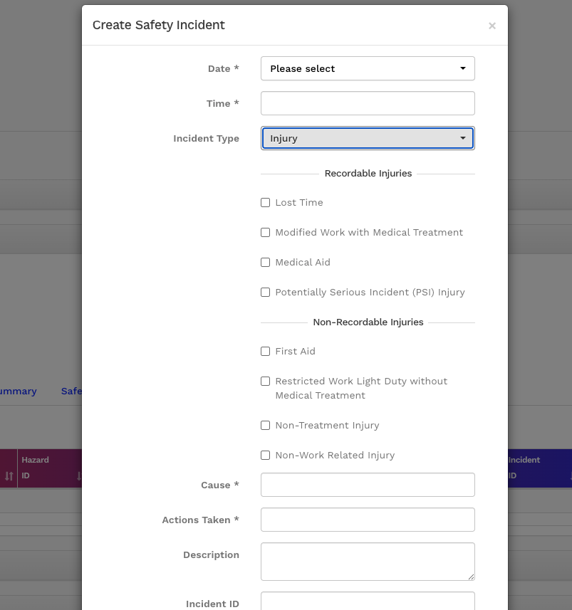 EIM safety and compliance management dashboard with incident tracking and well control reporting